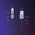 2w1 Kabel przewód w mocnym oplocie USB - microUSB + USB-C 1m 2.4A czarny