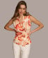 ფოტო #1 პროდუქტის Donna Karan Women's Printed Wrap-Front Blouse