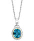 ფოტო #4 პროდუქტის EFFY® Blue Topaz (5-7/8 ct. t.w.) & Diamond (1/10 ct. t.w.) Halo 18" Pendant Necklace in Sterling Silver & 18k Gold-Plate