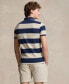 Men's Classic-Fit Striped Mesh Polo Shirt Light Vintage Hthr/spring Navy, XS - фото #2