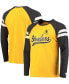 Фото #1 товара Men's Gold-Tone, Black Pittsburgh Steelers Throwback League Raglan Long Sleeve Tri-Blend T-shirt
