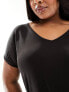 Vero Moda Curve v-neck t-shirt in black