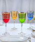 Multicolor Red Wine Goblet with Gold-Tone Rings, Set of 4