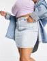 DTT Plus Gabby high waisted denim skirt in light blue