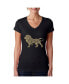 Women's Word Art V-Neck T-Shirt - Lion