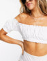 ASOS DESIGN mix and match puff sleeve crop bikini top in white