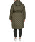 ფოტო #2 პროდუქტის Women's Plus Size Hooded Belted Quilted Coat