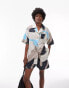 Фото #1 товара Topshop co-ord abstract printed short sleeve shirt in multi