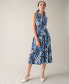 Women's Twist-Neck Belted Midi Dress Black/Blue Heron Multi, 14 - фото #5