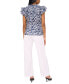 ფოტო #4 პროდუქტის Women's Printed Tie-V-Neck Flutter-Sleeve Top