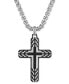 ფოტო #1 პროდუქტის Black Diamond Cross 22" Pendant Necklace (1/5 ct. t.w.) in Stainless Steel & Black Ion-Plate, Created for Macy's