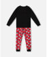 Little Boys Organic Cotton Two Piece Pajama Set Red Printed Santa - Toddler|Child