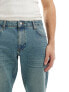 ASOS DESIGN tapered jeans in tinted light wash blue