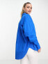 Pieces Tall loose shirt in bright blue