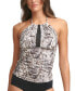 Calvin Klein 276764 Halter Tankini Top Women's Swimsuit, MD, Snake Print