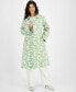 Flower Show Women's Long A-Line Printed Raincoat, Created for Macy's