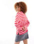 Фото #11 товара Monki long sleeve top in red and pink stripes