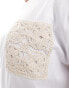 Фото #3 товара In The Style Plus x Perrie Sian crochet pocket oversized t-shirt in white