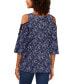 Фото #2 товара Women's Printed Cold-Shoulder Knit Top
