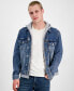 ფოტო #1 პროდუქტის Men's Layered-Look Full-Zip Hooded Denim Utility Jacket, Created for Macy's