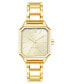 Фото #1 товара Women's Quartz Square Gold-Tone Alloy Link Bracelet Watch, 27mm