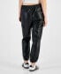 Фото #2 товара Juniors' Faux-Leather Cargo Jogger Pants