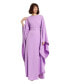 Women's Crepe Boat Neck Belt Detail Shawl Gown