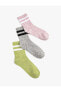 3'lü Şerit Detaylı Soket Çorap