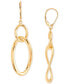 ფოტო #3 პროდუქტის Circle and Oval Leverback Drop Earrings in 10k Gold