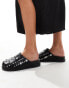 Azalea Wang Anslie studded weave mules in black