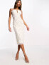 Starlet exclusive ruched cup embellished midi dress in ivory