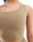 Фото #4 товара ASOS 4505 active rib asymmetric vest top in beige