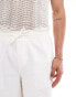 ASOS DESIGN wide linen shorts in white