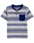 Фото #1 товара Toddler Striped Pocket Henley Tee 3T