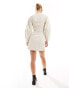 Фото #4 товара & Other Stories corset waist mini dress with zip front and sculptural sleeves in beige