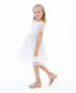 ფოტო #2 პროდუქტის Little Girls Puff Sleeves Floral Embroidered Mesh Social Dress