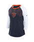 ფოტო #3 პროდუქტის Women's Navy/White Chicago Bears Knockout Arch Raglan Tri-Blend 3/4-Sleeve T-Shirt