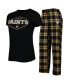 Women's Black, Gold New Orleans Saints Plus Size Badge T-shirt and Pants Sleep Set