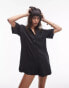 Фото #1 товара Topshop button down souvenior playsuit in black cupro