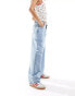 Dr Denim Hill relaxed fit low waist wide straight leg jeans in stream light blue retro wash