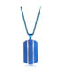 ფოტო #1 პროდუქტის Mens Stainless Steel Blue Textured Silver Double Lined Dog Tag Necklace