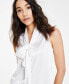 Фото #2 товара Women's Tie-Neck Sleeveless Satin Blouse, Created for Macy's