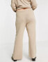 Pretty Lavish Curve knitted flared trouser co-ord in taupe