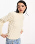 Фото #1 товара Vero Moda – Pullover in Creme mit Ballonärmeln und plastischem Strickmuster