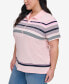 Фото #3 товара Plus Size Striped Polo Top, Created for Macy's