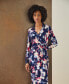 ფოტო #6 პროდუქტის Women's Collared Twisted Wrap Midi Dress