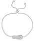 ფოტო #1 პროდუქტის Women's Fine Silver Plated Cubic Zirconia Flip Flop Bracelet
