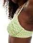 Billabong wave check bliss bikini top in green