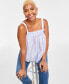 Фото #2 товара Women's Shirred Tonal-Stripe Camisole Top, Created for Macy's