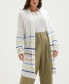 Фото #1 товара Plus Size Cotton-Linen Blend Striped Cardigan Sweater